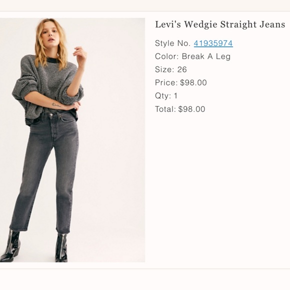 Levi’s wedgie straight from Free People, size 26 - Picture 1 of 2